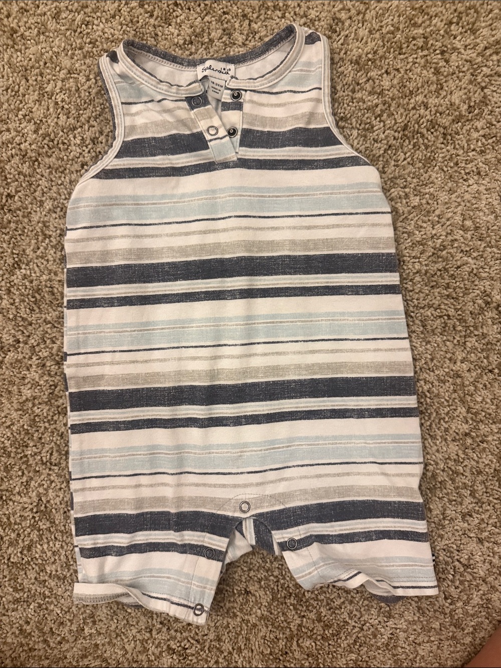 Splendid White and Gray Striped Baby Bodysuit